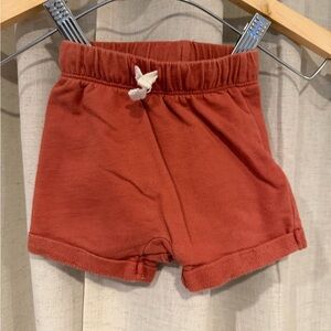 Toddler Stretch-Waist Rust Organic Cotton Shorts 6M